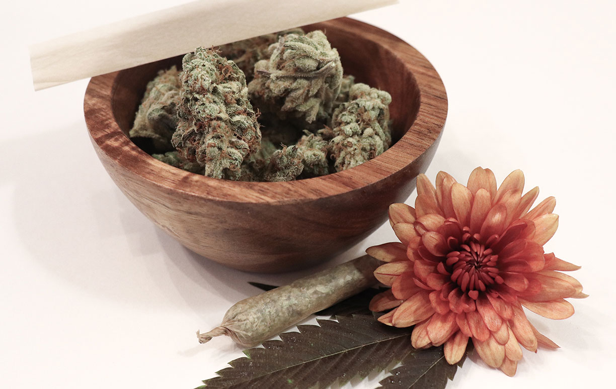 Cannabis in Bowl with Flower